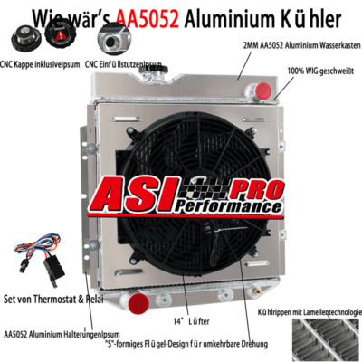 3 Reihe Kühler+Shroud+Lüfter For Ford Falcon 60-65 Mustang 64-66 V8 SWAP+Relais