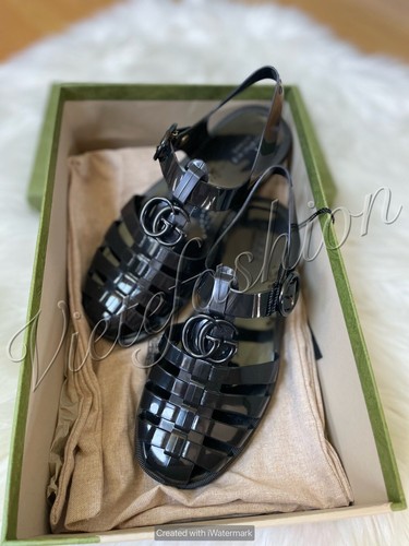 NIB Gucci women black rubber fisherman sandals - 第 1/4 張圖片