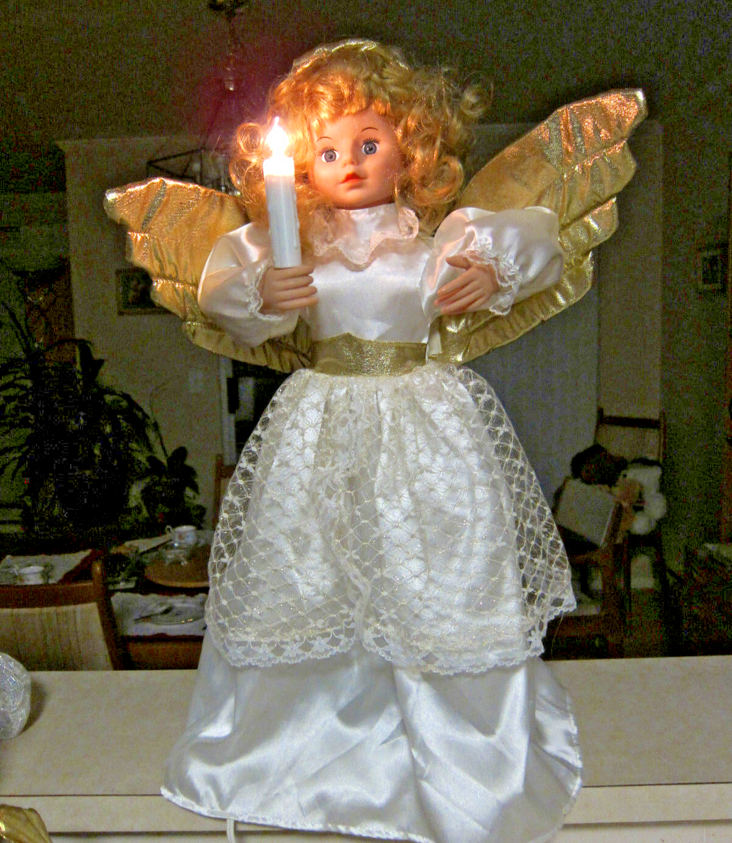 Christmas Angel, Gorgeous Lit Animated Doll 24"/60 cm, Golden Lace, Moving  Hands