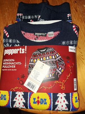 LIDL Weihnachtspullover Pepperts Kinder 158/164 Strickpullover Jungen dunkelblau