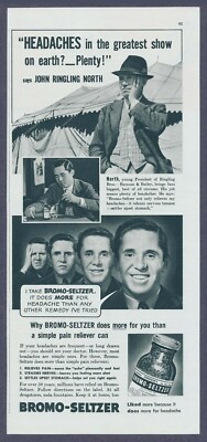 Bromo Seltzer Headache Ringling Barnum Bailey Circus Vintage Print Ad July 1940