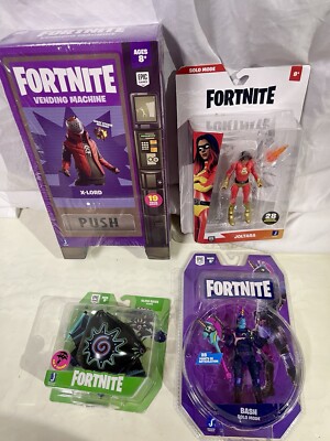 Fortnite Vending Machine with X-Lord,joltara,Bash,glow Rider Lot Of 4 New 