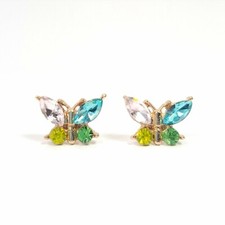 E0547 Multi Rhinestones Deco Animal Butterfly Shape Mini Stud Post Earrings
