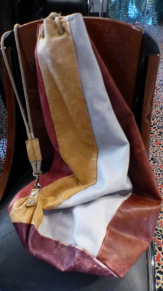 Matchbeutel, 50er Jahre, Unisex, Echtleder mehrfarbig, gefüttert, Handarbeit, mi