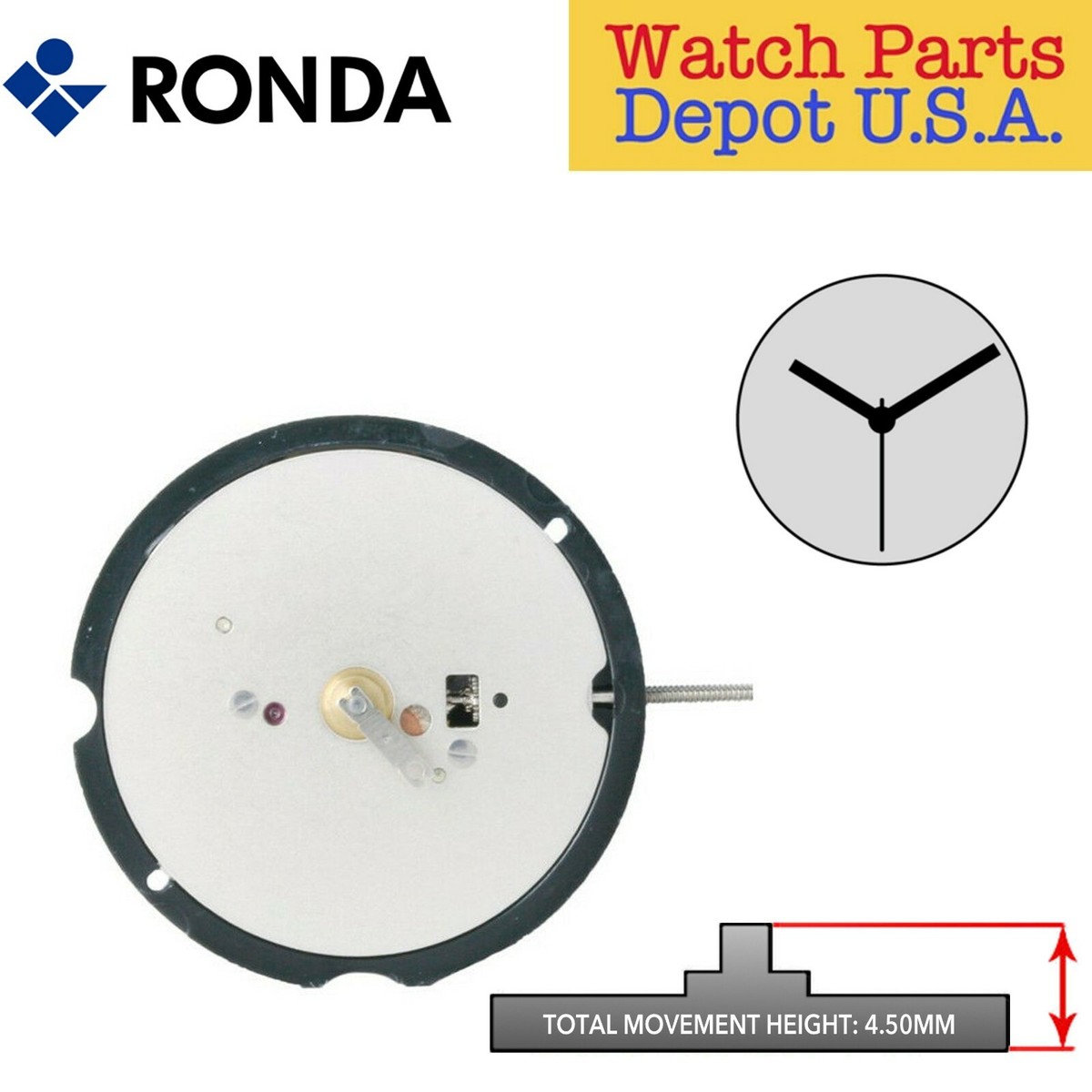 Genuine Ronda 503 Quartz Watch Movement (3 Hands, Swiss Parts