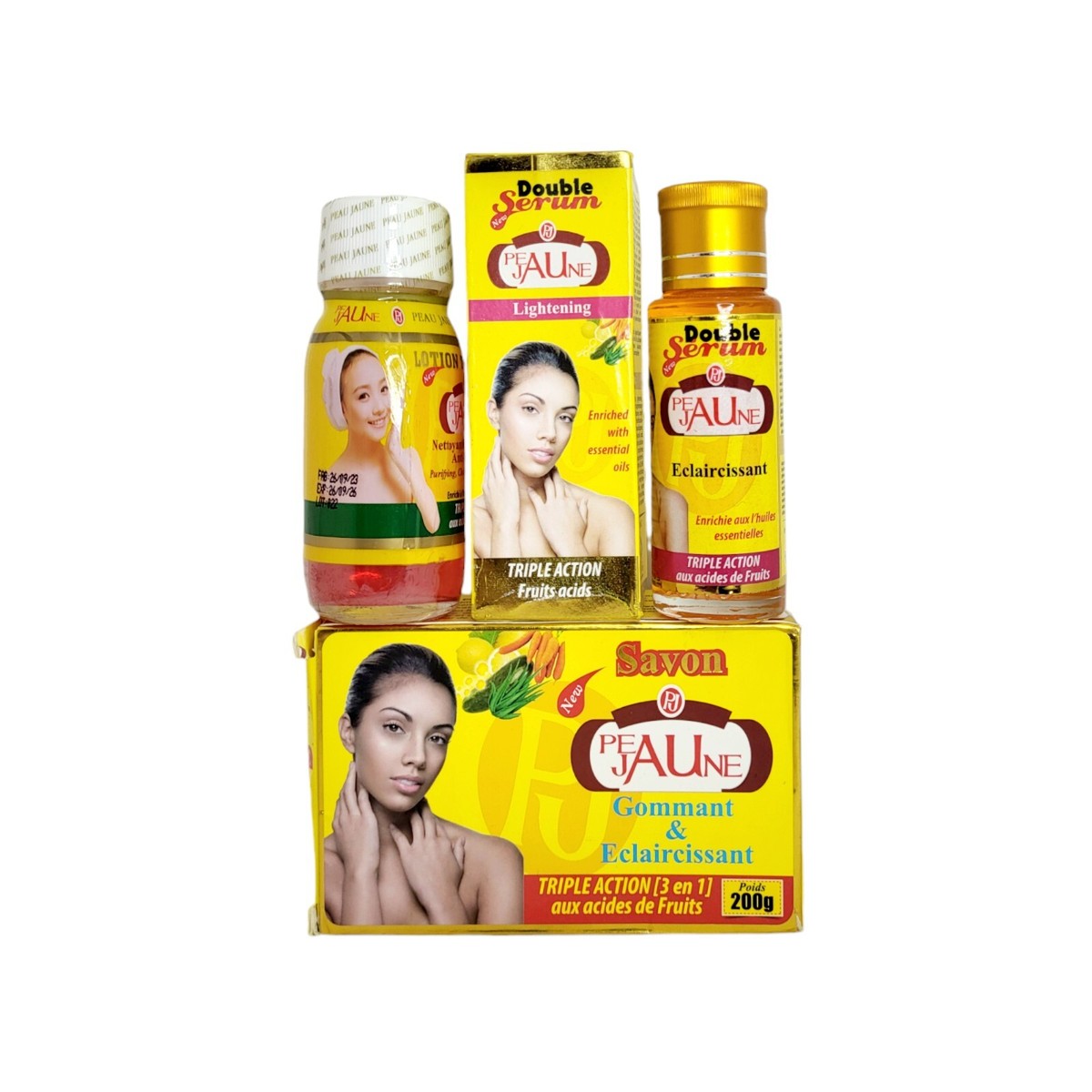 Lait Éclaircissant & Savon PEAU JAUNE - Duo Pour Uniformisation Teint - Extrait De Fruits - 300ml/200g