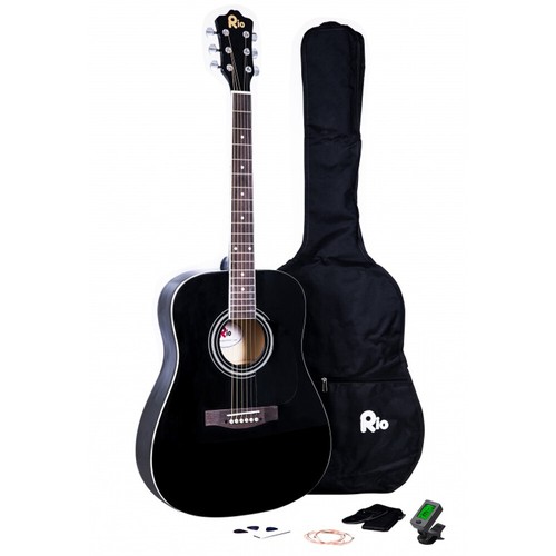 Paquete de guitarra acústica Rio 41"" o 39"" para principiantes estudiantes adultos 4/4 paquete inicial - Imagen 4 de 82
