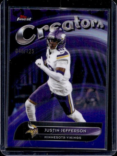2025 Topps Finest Justin Jefferson Creators Purple Refractor #/125 Vikings