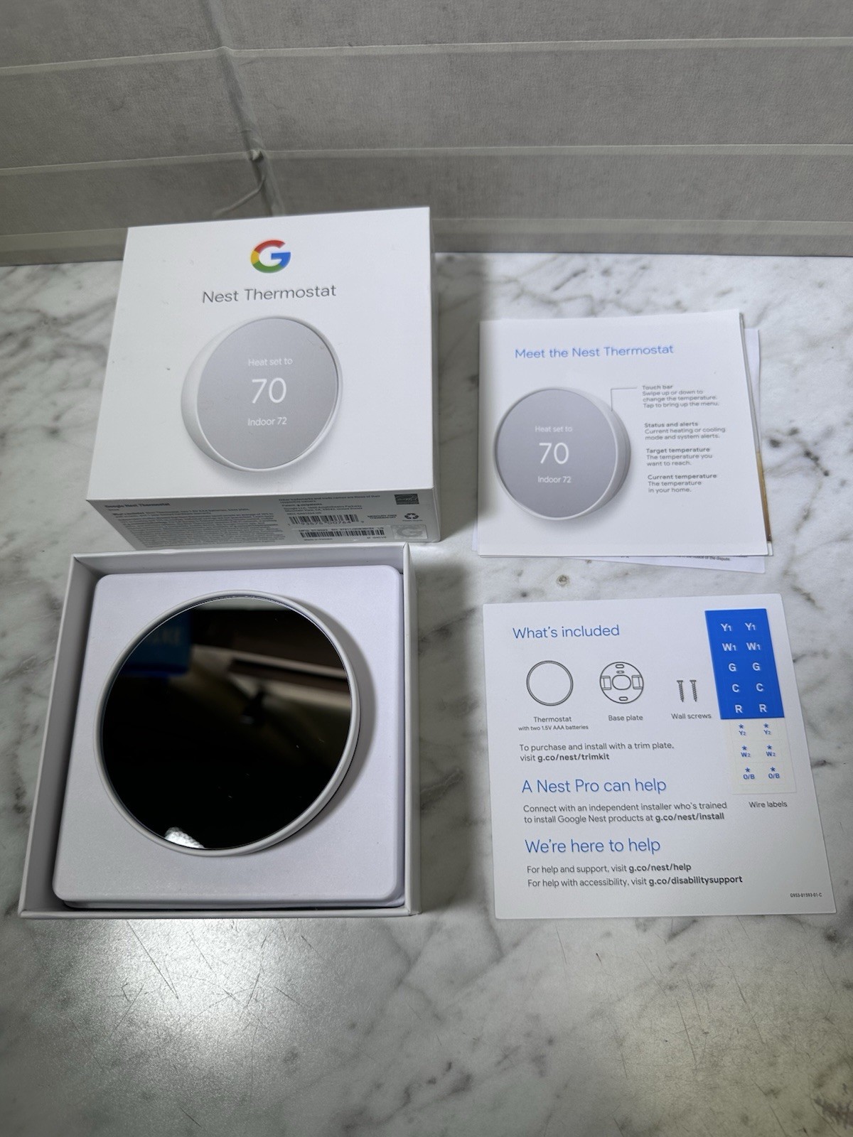 Google Nest Smart Thermostat Programmable Wifi (Snow - White)-Model G4CVZ