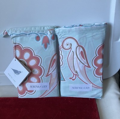 NWT New Serena & Lily TWO 2 Annabel Euro Sham Flower Birds 300 Thread Cotton