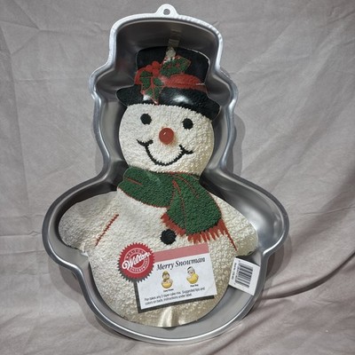 Vintage Wilton Merry Snowman & More 1989 Cake Pan #2105-803 W/Instructions