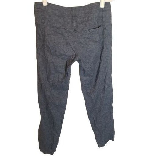 Prana Womens 8 Blue Straight Leg Button Fly Mid Rise Hemp Blend Capri Pants - Picture 7 of 8