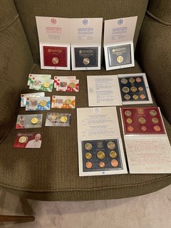 Vatican coins from 2016 2020 2021 and 2022 Coin Stamp Cards and UNC sets