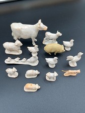 Vintage Lot of Cream Plastic Playset Toy Farm Animals Marx MPC 