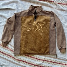 Vintage English Bay Graham Howard Zip Up Pullover Brown Alaska Bear Design