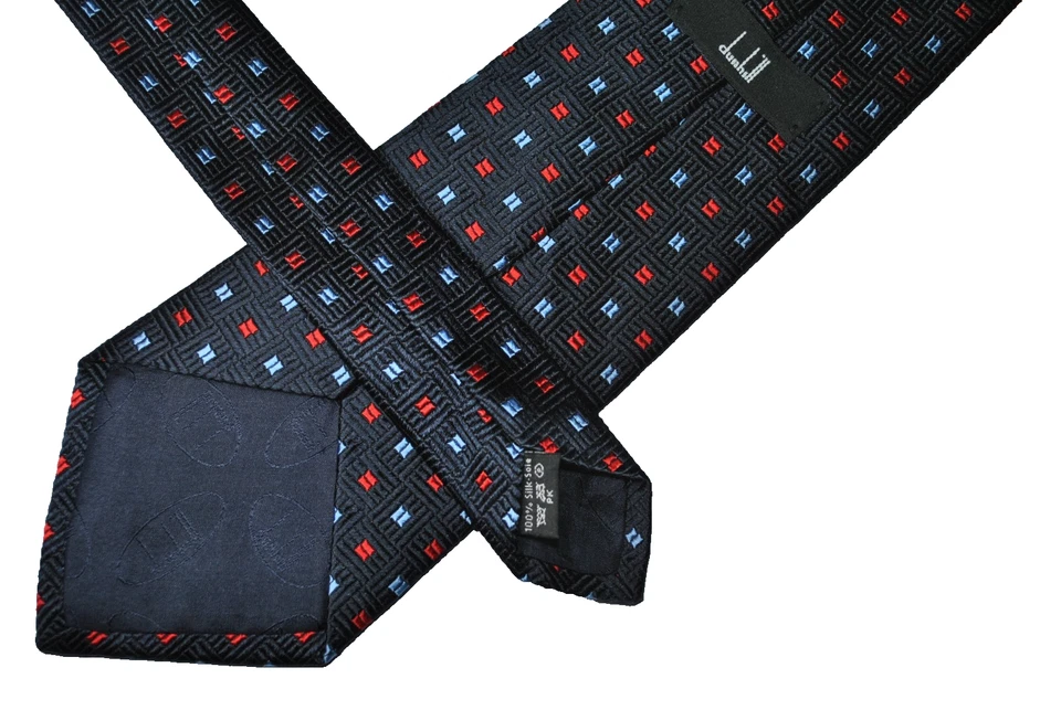 Corbata Dunhill HECHA EN INGLATERRA 100% Seda Rojo/Azul Color L58 W3.9 Foto 4 de 4