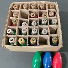Christmas Light Bulbs C-7 Red-11 Green-11 Blue-3 NEW TESTED Lot of 25