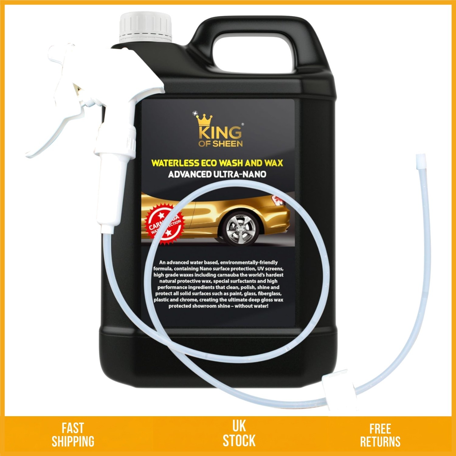 Waterless Car Wash Wax Nano Polymer Polish and Spray Bottle 4 Litre