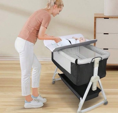 Baby Bed, Kindersbett  Height Adjustable,/Newborns, Black