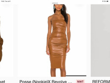 Nookie by Revole Faux Leather Ruched Bodycon Dress in Size XS (NWT)