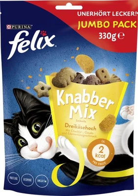 Felix KnabberMix Katzensnack Dreikäsehoch mit Cheddar, Gouda & Edamer 330 g