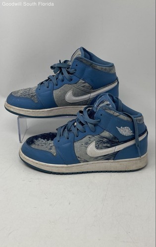 Nike Kids Air Jordan 1 Mid DM8951-400 Blue White Lace-Up Sneaker Shoes Size 6.5Y