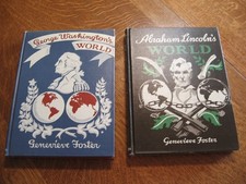 PAIR George Washington’s & Abraham Lincoln’s World Book By Genevieve Foster HTF