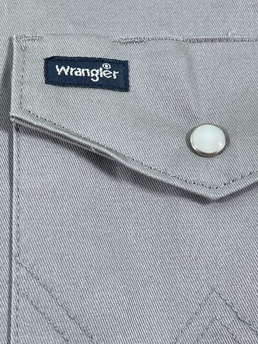 Wrangler Button Down Shirt Mens XLT Pearl Snap Gray Cotton Brushpopper Heavy - Picture 5 of 11