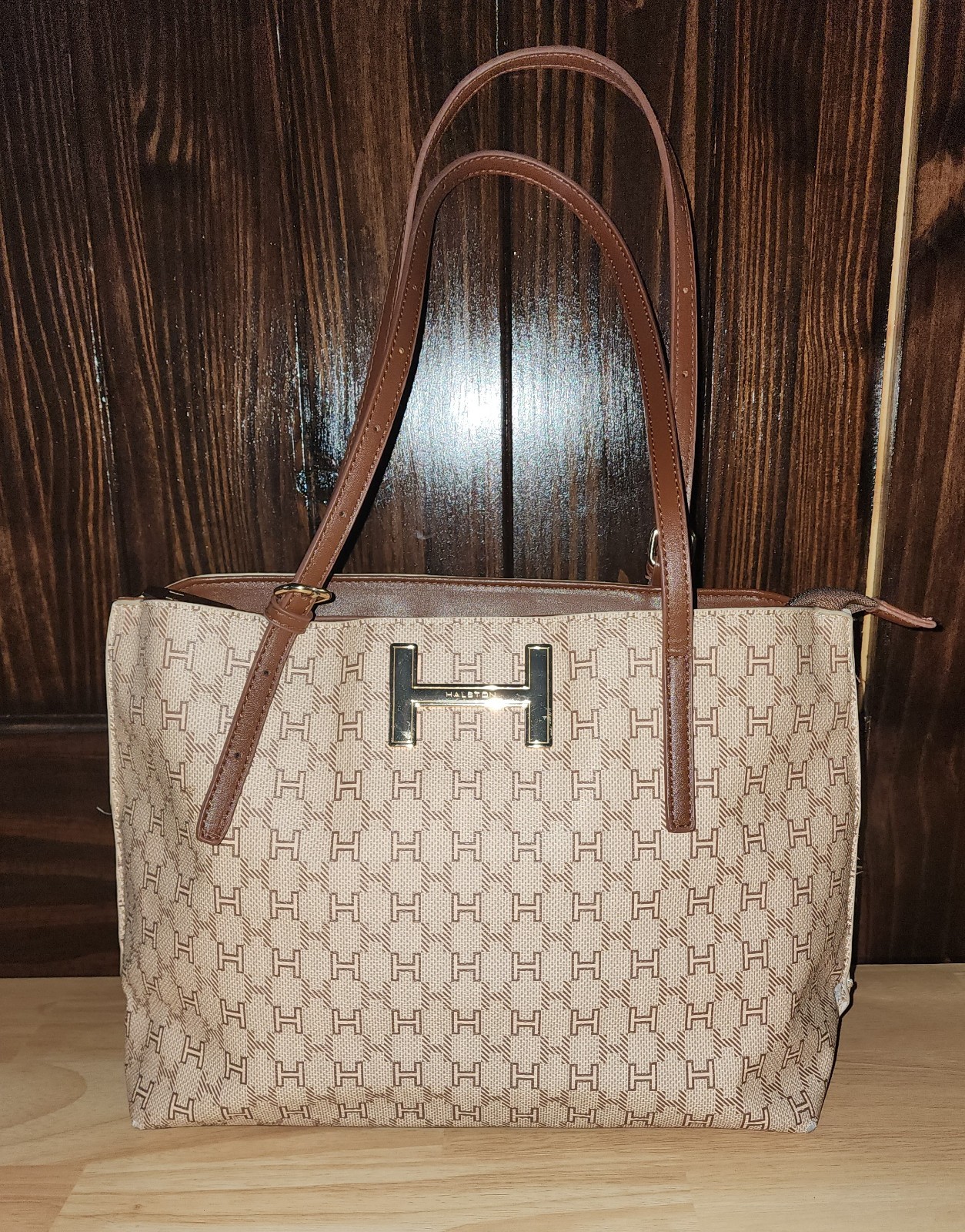 Halston Handbag Monogram Pattern Shoulder Bag Wom… - image 1