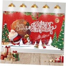 Merry Christmas Banner, Large 72 45 Inch Christmas Backdrop for Christmas Red
