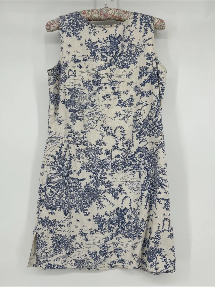 Russ Liz Claiborne Shift Dress Size S Linen Blend Toile De Jouy Cottagecore - Image 4 of 4
