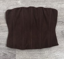 SKIMS Brown Soft Fleece Strapless Boned Corset Top Zip Closure Size M Women