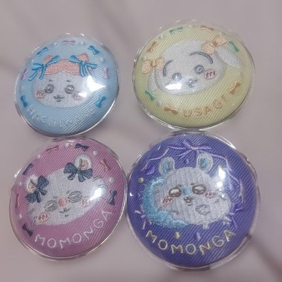 Chiikawa Embroidered Can Badge Set 4 Types Hachiware Rabbit Momonga Full Body