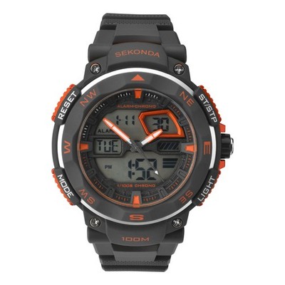 Sekonda Gents Black Resin 51mm Sports Watch 1163