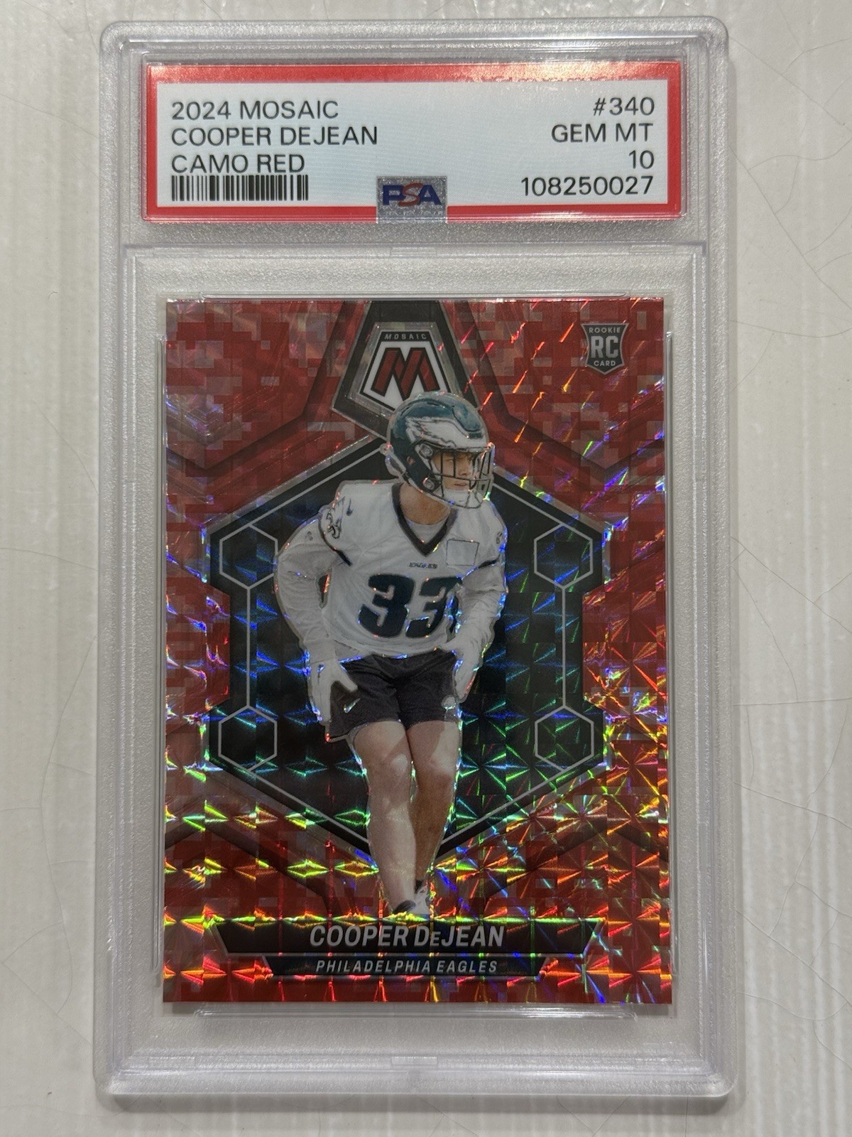 2024 Mosaic #340 Cooper DeJean Rookie Camo Red PSA 10 RC