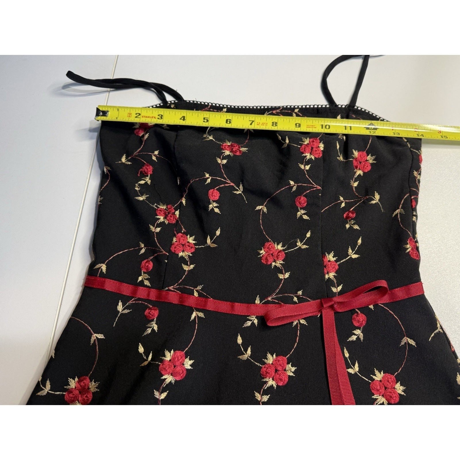 Vtg Rampage 90s Y2K Dress Jrs Sz 3 Black Rosette Whimsigoth Dark Romance Dainty