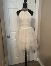 Hello Molly White Chiffon Lace Dress Size Small Party Cocktail Mini