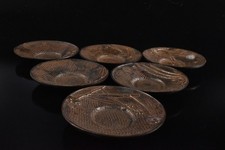 F315: Japanese Copper Lotus sculpture TEA CUP TRAY Saucer Bundle sale, auto
