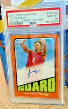 2023 Topps Chrome Sapphire 1972 Topps Orange Auto Jalen Green /25 PSA 10