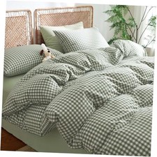 Gingham Duvet Cover Size 100 Washed Cotton Queen Green Gingham No Comforter 