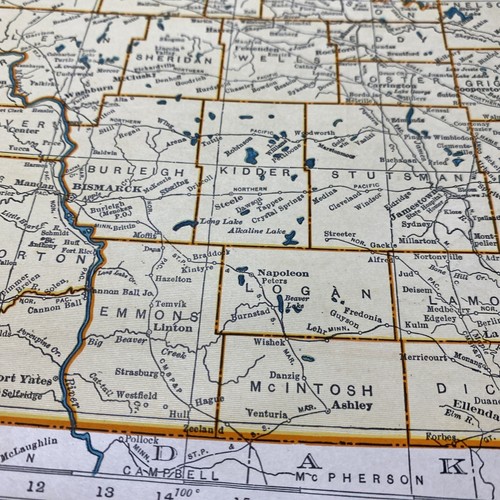 1940's North Dakota atlas Map Vintage before end of WW2 - Picture 13 of 17
