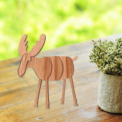 Khaki Wooden Elk Decoration Christmas Decor Prop for Wall Door and Living Room