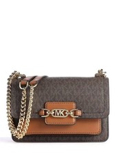Michael Kors Ladies Heather Extra-Small Logo Leather Crossbody Bag Brown/Acorn
