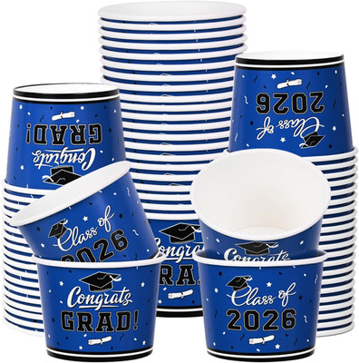Class of 2026 Graduation Snack Cups Congrats Grad Party Blue Black 50Pcs