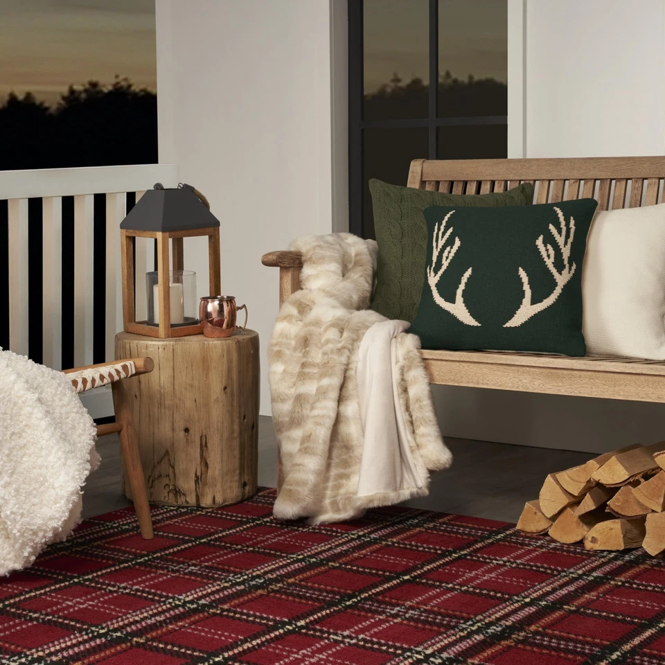 Alfombra Home Grafix roja 7'10'' x 9'10'' moderna, a cuadros, dormitorio, sala de estar... Foto 3 de 4