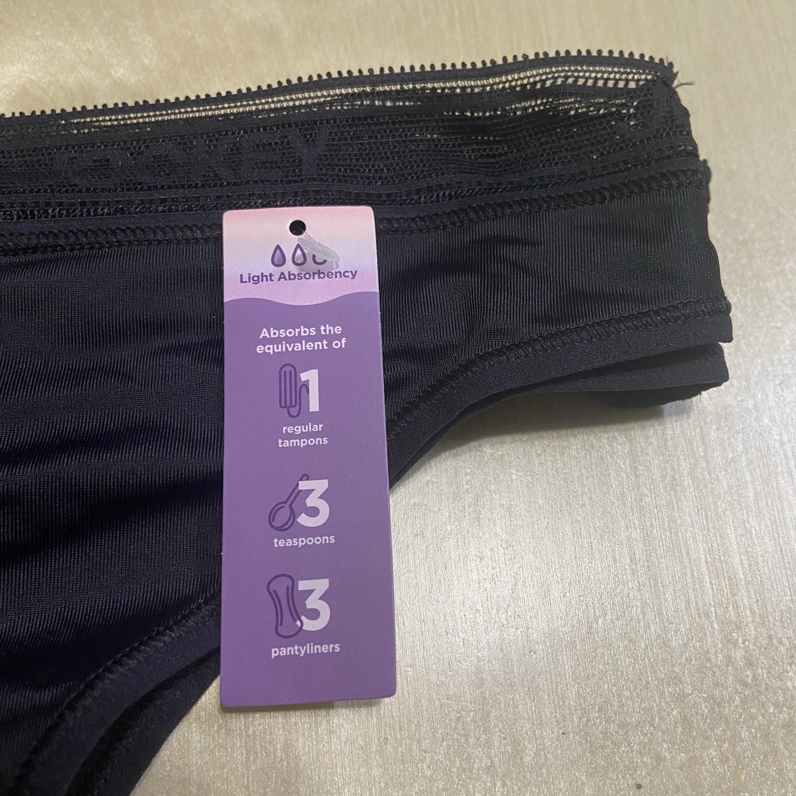 Jockey Generation Women's Size Small 2 Pack Worry Proof Period Panty Thong Black