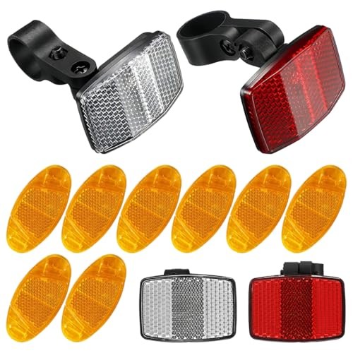 Réflecteur de Vélo Blanc Rouge Kit de Catadioptres pour Trajet Urbain Nocturne