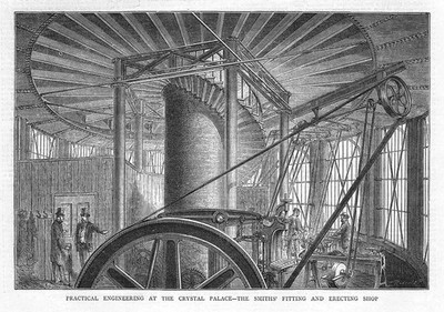 The Smiths Fitting & Erecting Shop at The Crystal Palace - Antique Print 1873