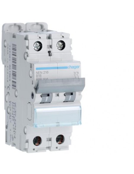 Disjoncteur courbe B 16A HAGER NEN216 pour éviter les surcharges de ligne