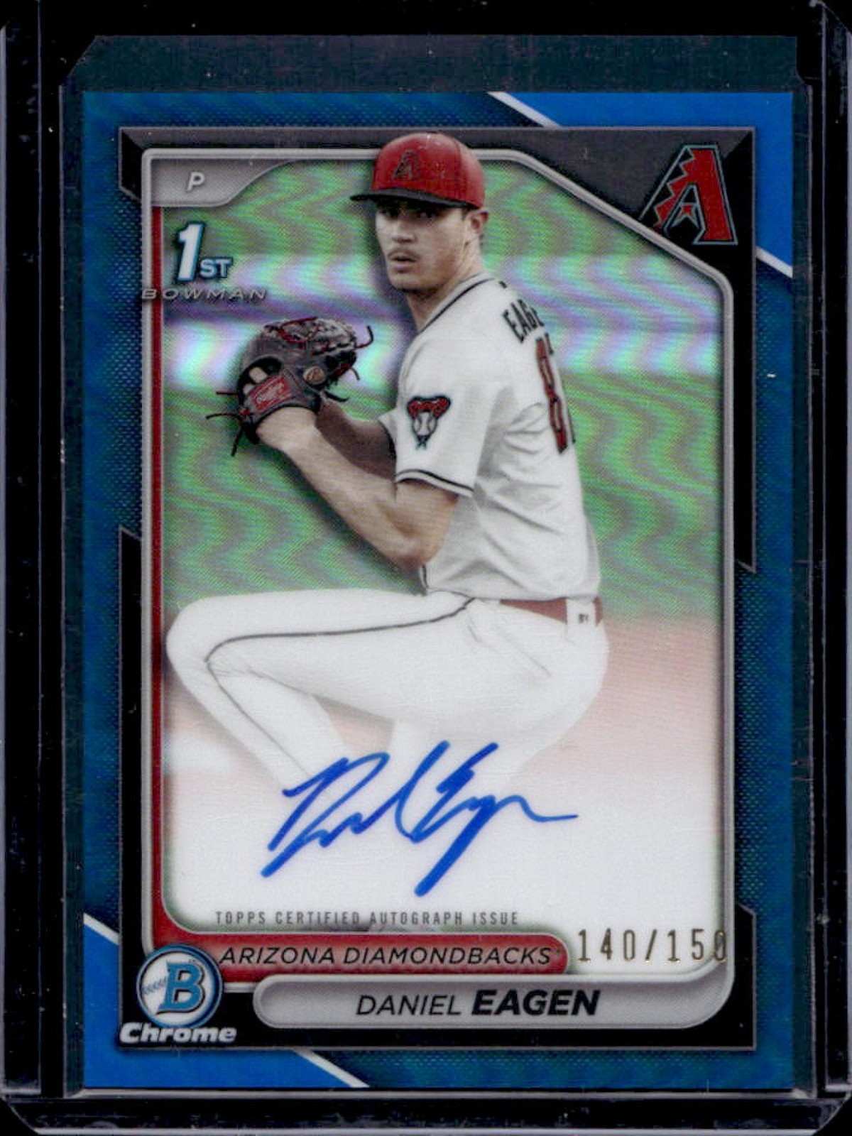 2024 Bowman Draft Daniel Eagen Chrome Auto Blue Refractor 1st #140/150